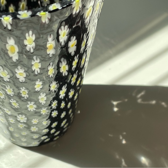 Vintage Murano? glass millefiori daisy vase black amethyst 6.25” - Picture 16 of 16